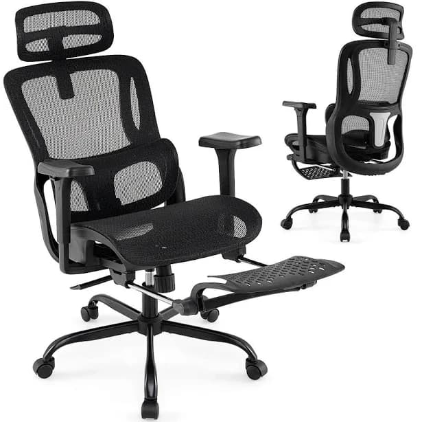 Costway Ergonomic Office Chair Swivel Computer Desk Chair with Rotating Headrest Black
