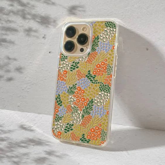 Colorful Floral Clear iPhone Case for iPhone 17, 16, 15, 14, 13 Pro Max Plus Mini Abstract Aesthetic Botanical Protective Transparent Cover