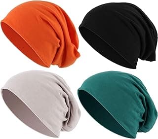 4 Pieces Thin Knit Slouchy Cap Beanies Hat Unisex Hip-hop Sleep Cap Dwarf Hat