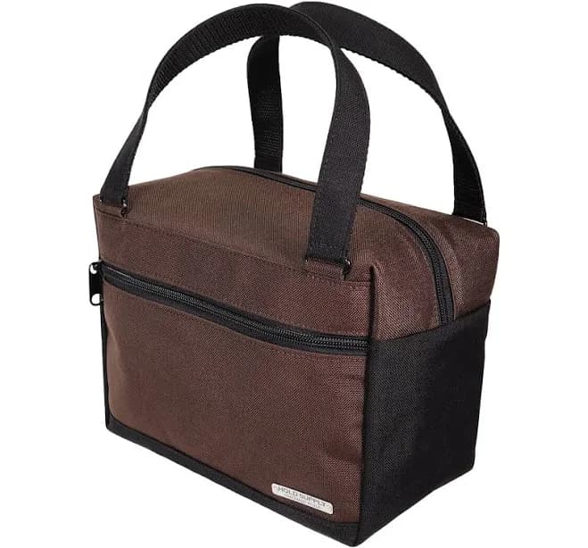 Green and Black Insulated Canvas Lunch Bag