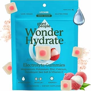 WonderHydrate Electrolyte Gummies – Vegan Hydration Supplement with Magnesium, Potassium, Zinc, Vitamin C & Himalayan Sea Salt – Zero Sugar Lychee (42 Count)