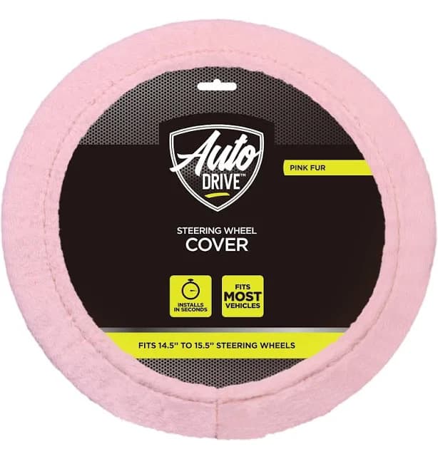 Auto Drive Faux Fur Elastic Stretch Steering Wheel Cover