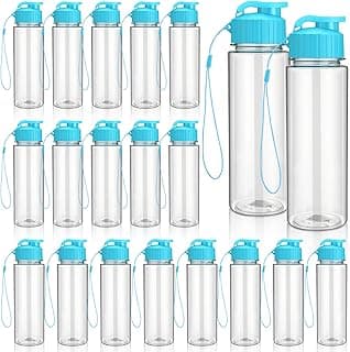 Mifoci 20 Pieces Water Bottle Bulk 17 oz Plastic Water Bottles Bulk Gym Sports Adults Reusable Large Bottles with Leak Proof Flip Top for Party Outdoor(Regular Style,Sky Blue)