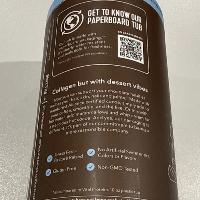 Vital Proteins Collagen Peptides Chocolate Powder 13.5 Oz 0g Sugar Per