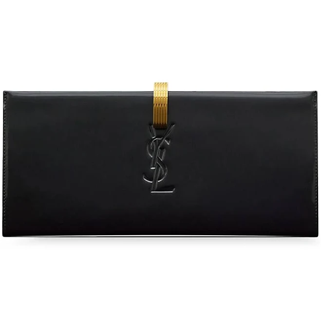 SAINT LAURENT Daria Minaudiere Brushed Leather Clutch