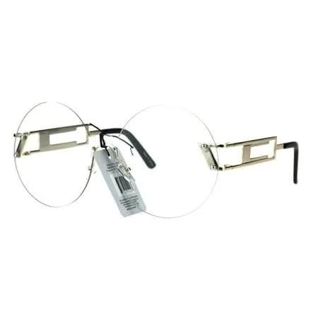 SA106 Men's Clear Lens Round Shield Retro Circle Hippie Eye Glasses