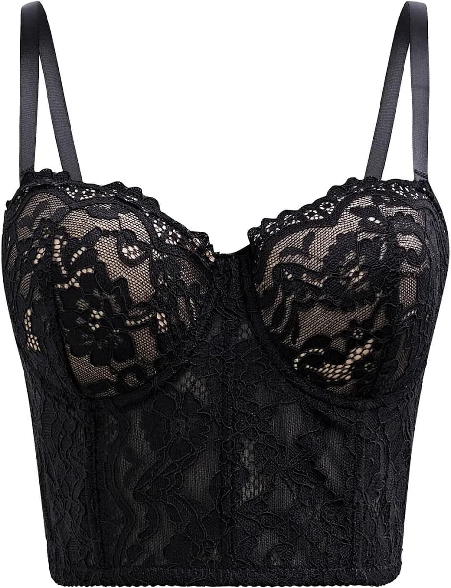 Floral Lace Bustier Crop Top