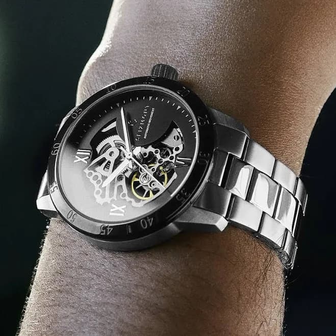 Dante II Men's Stainless Steel Skeleton Watch