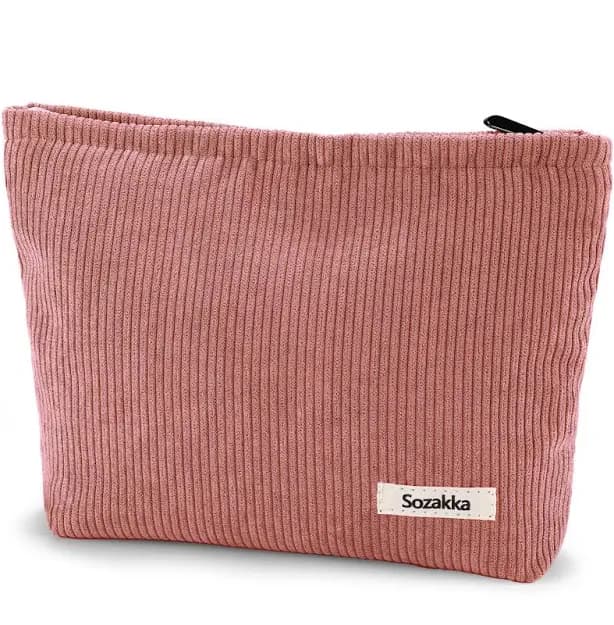 ZLFSRQ Women's Large Pink Corduroy Makeup Bag