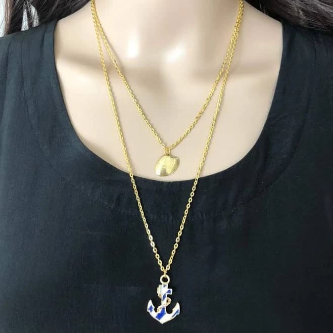 Anchor Gold Layered Nautical Necklace