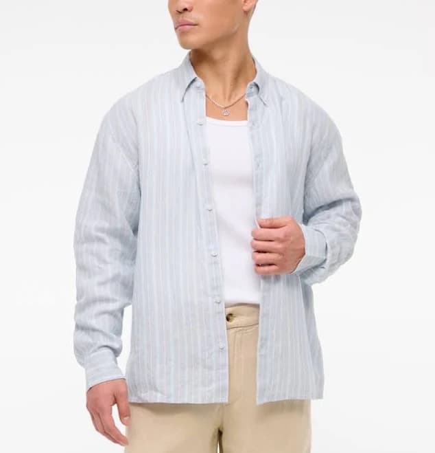 Abercrombie & Fitch Men's Linen Button-Up Shirt