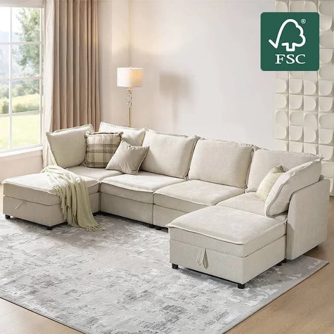 Hulala Home Victoria Soft Sectional Sofa with Storage