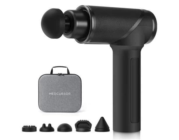 Medcursor Handheld Percussion Massage Gun - Deep Tissue Massager for Pain Relief, Sore Muscle and Stiffness, High-Intensity Vibration - Includes 6 Ma