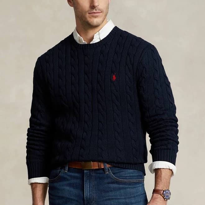 Polo Ralph Lauren Men's Big & Tall Cable-Knit Cotton Sweater