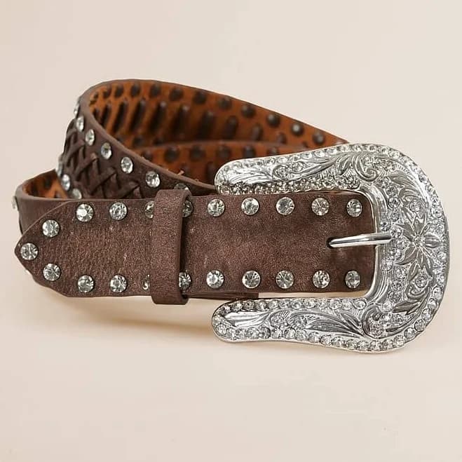 BKE Women's Glitz Whipstitch Leather Belt