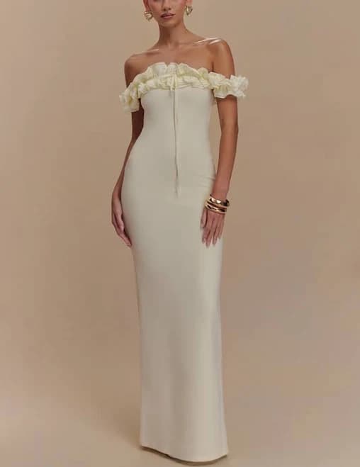Nova Ruffle Off Shoulder Maxi Dress