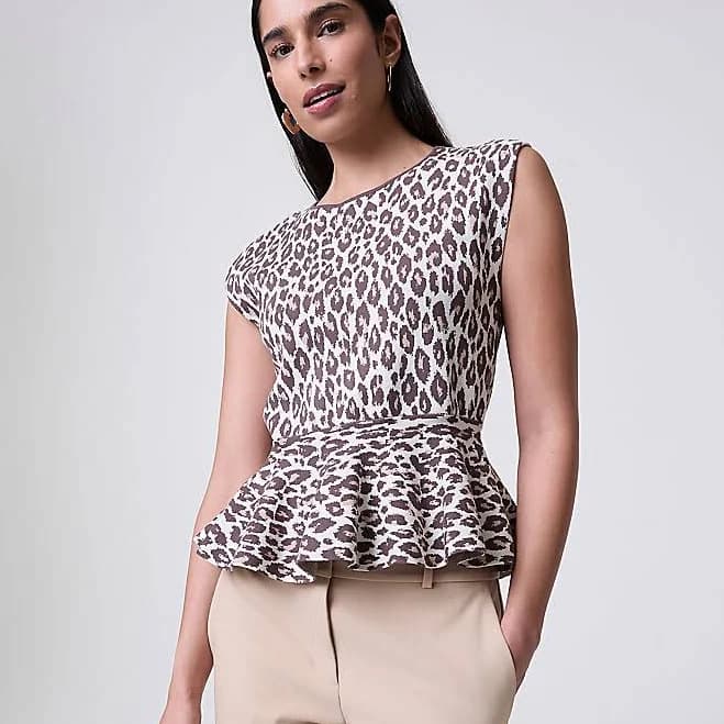Ann Taylor Women's Animal Print Peplum Top