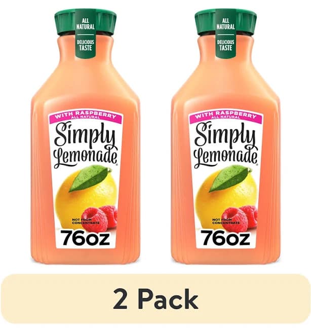 (2 pack) Simply Lemonade w/ Raspberry Bottle, 76 oz bottle