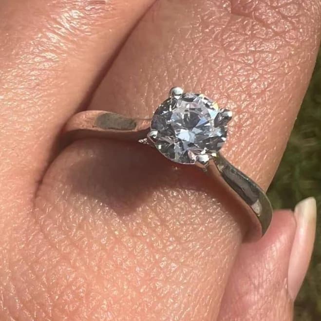 Sterling Silver Minimalist Round CZ Solitaire Engagement Ring