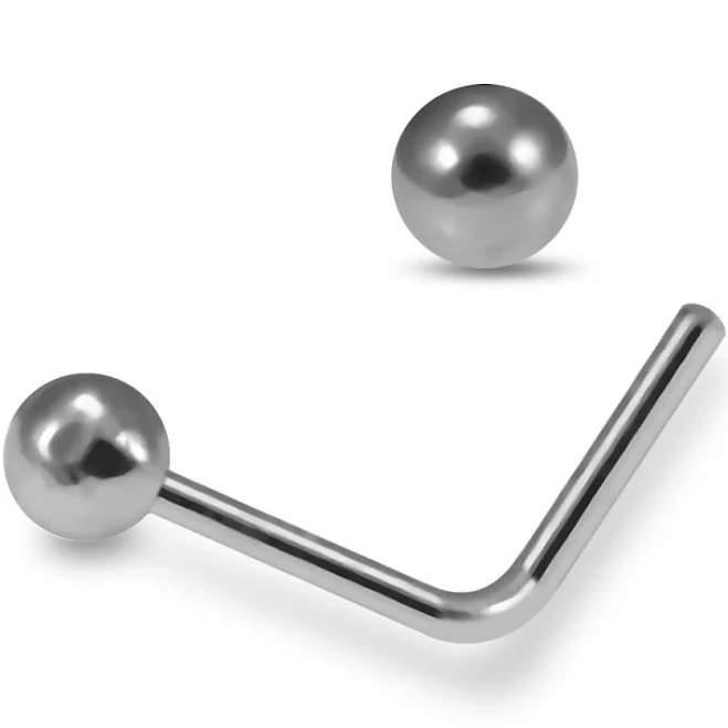 925 Silver Top Ball L-Bend Nose Stud