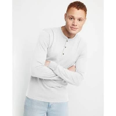 Hanes Henley Long Sleeve Originals Men's Tri-Blend Three Button Camping Outdoors