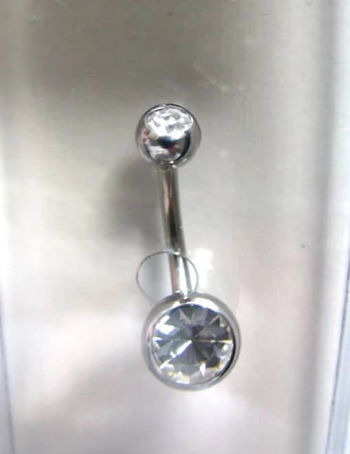 SILVER TONE CURVED NAVEL BARBELL BELLY BUTTON RING