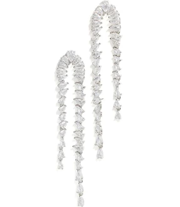 SHASHI Women's Sterling Silver Pear Cut Cubic Zirconia Double Drop Earrings