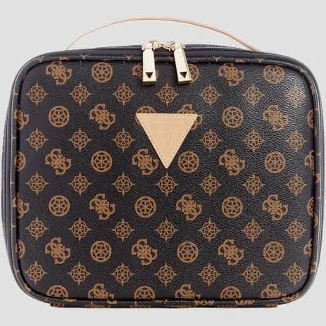 GUESS Wilder Peony Cosmetic Bag Faux-leather with Signature Peony Pattern and Triangle Patch