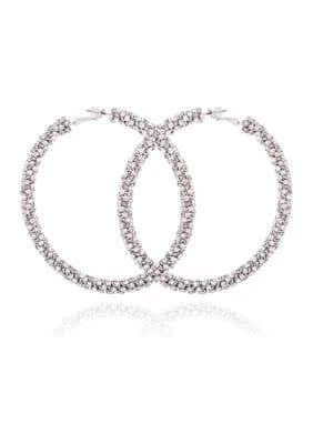 GUESS Crystal Pavé Large Hoop Earrings