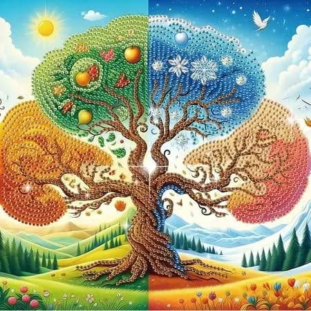 5D DIY Diamond Painting Kit Four Seasons Tree
