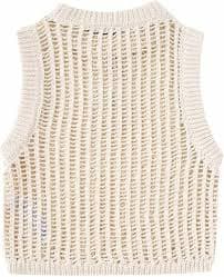 Amazon.com: Mnjyihy Women's Slim Cutout Cropped Knitted Sweater Vest Fashion Retro O-Neck Sleeveless Pullover Sweater A S : Sports & Outdoors