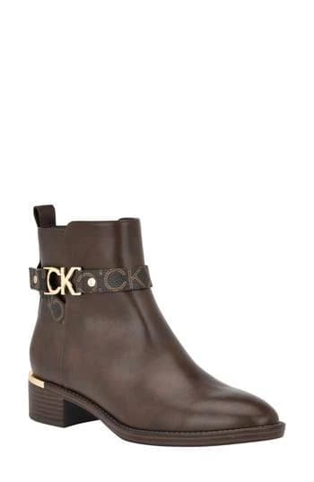 Calvin Klein Women's Dhara Leather Ankle Boots