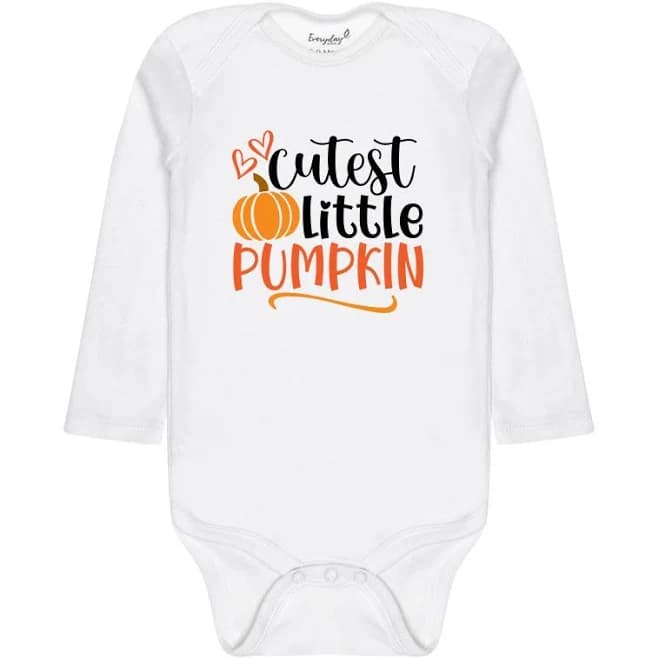 Everyday Kids Cutest Little Pumpkin Long Sleeve Baby Onesie