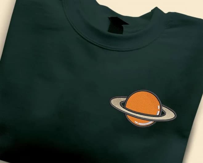 Embroidered Saturn Planet Crewneck Sweatshirt