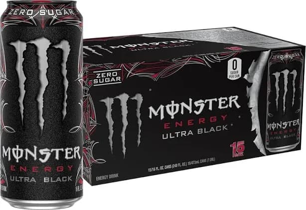 Monster Energy Ultra Black, Sugar Energy Drink, 16 Ounce (pack Of