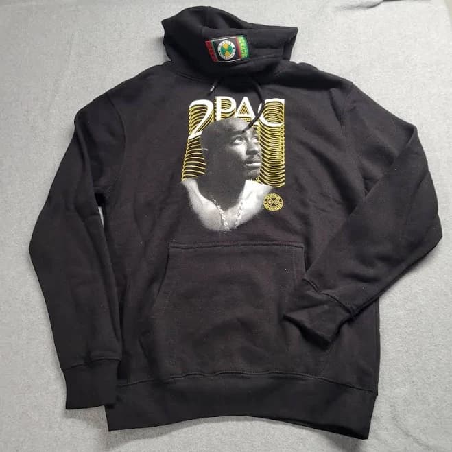 Vintage Cross Colours Tupac Shakur Black Graphic Hoodie Size Medium