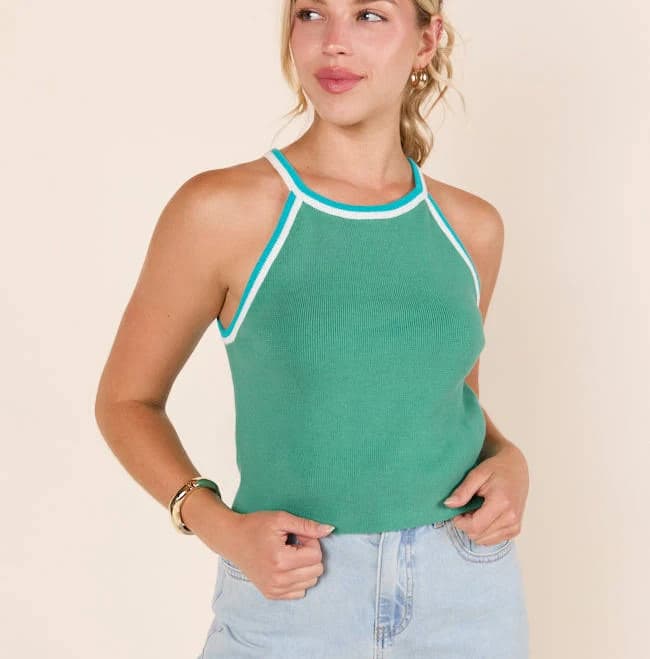Pink Lily Sleeveless Halter Sweater