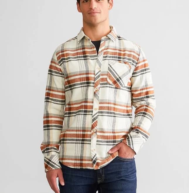 Departwest Men's Cotton Flannel Shirt with Buckle