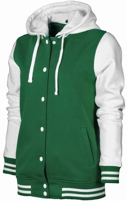 BAW Women's Letterman Varsity Jacket Green/White S