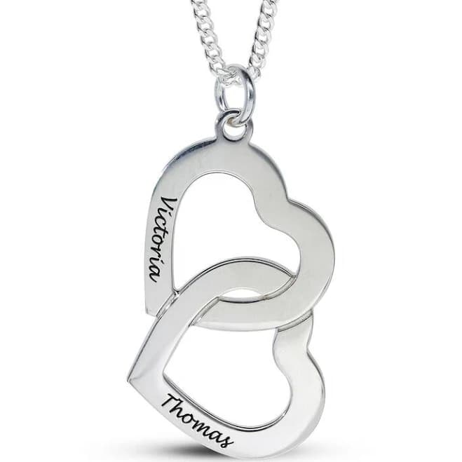 Sterling Silver Interlocking Hearts Curb Chain