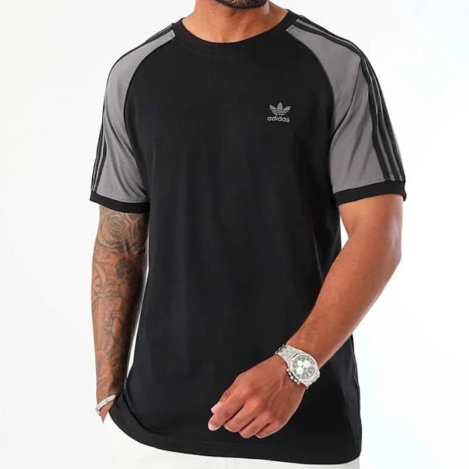 Adidas Originals 3-Stripes Colorblock Cotton T-Shirt Night Indigo/ Clear Sky