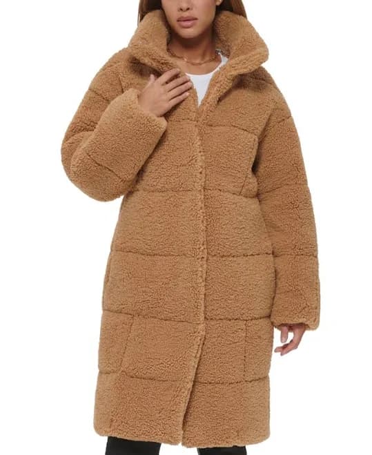 Levi's Women's Long Quilted Teddy Coat
