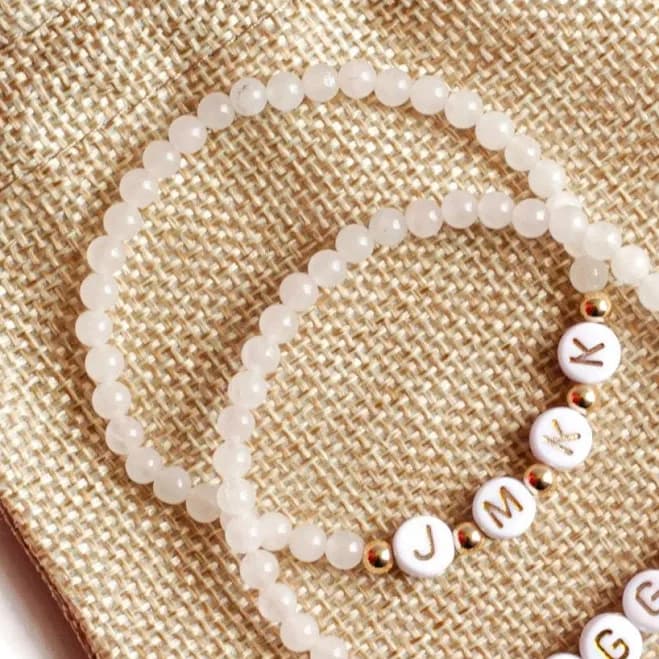 Personalized Rose Quartz Beaded Bracelet