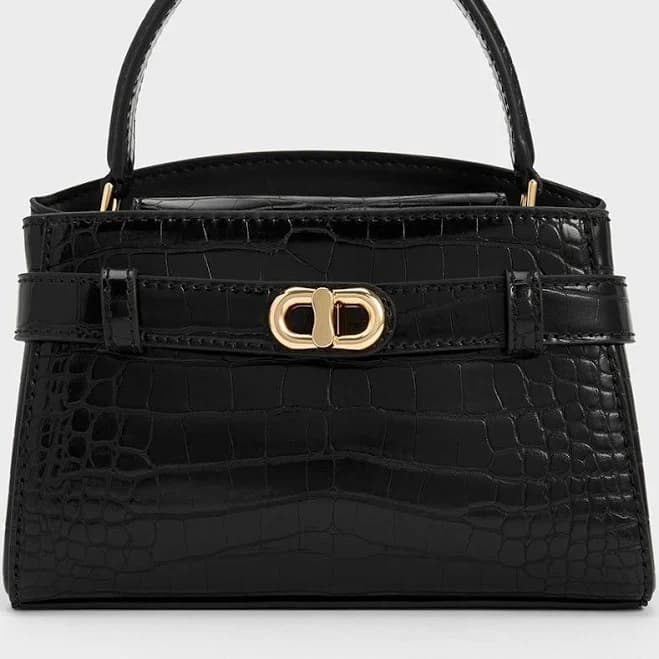Charles & Keith Aubrielle Croc-effect Top Handle Bag