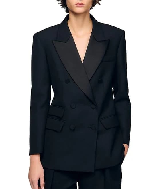 Sandro Women's Tuxedo Double-breasted Wool-blend jacket