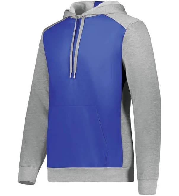 Augusta Adult Three-Season Fleece Athletic Pullover 3 Panel Hoodie Blue/Grey S