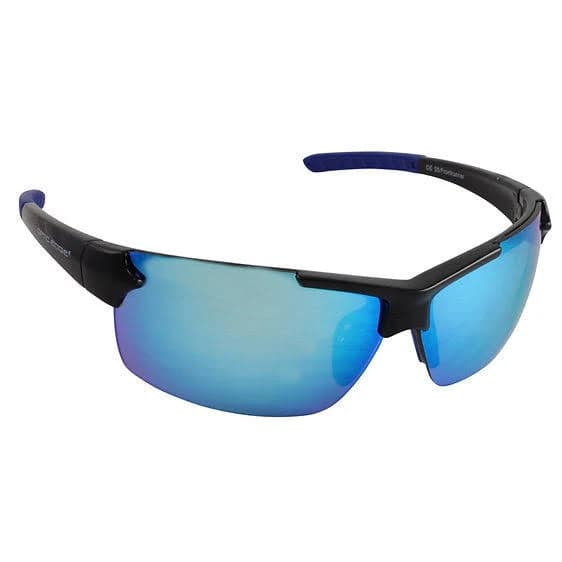 Optic Edge Frontrunner Mirrored Sports Wrap Sunglasses Black/Blue