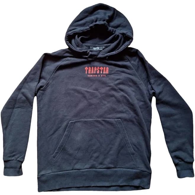 Trapstar Mens *PRE ORDER* Decoded Centre Chest Hoodie - Black/Red Black