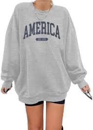 SUPEYA American Oversized Sweatshirt Women USA Shirt Patriotic TShirt Casual Long Sleeve Pullover 4th of July Tee Tops Green: Buy Online at Best Price in UAE - Amazon.ae
