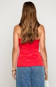 Dien Red Strapless Button Up Top | Beginning Boutique US